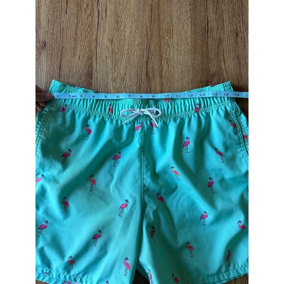 Hollister Men's Teal Blue Flamingo Swim Shorts Size Medium - Picture 4 of 5